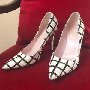 Kate spade white checker heels.